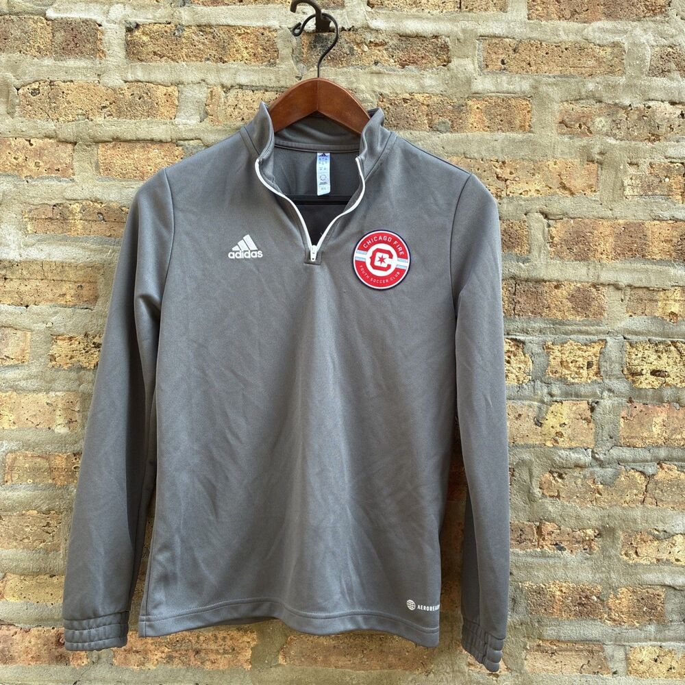 Chicago Fire Youth Soccer Club ADIDAS Aeroready Quarter Zip L Boys Gray Pullover
